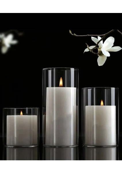 3'lü Cam Vazo ve Mumluk Seti, Şık ve Renkli Dekorasyon Aksesuarları