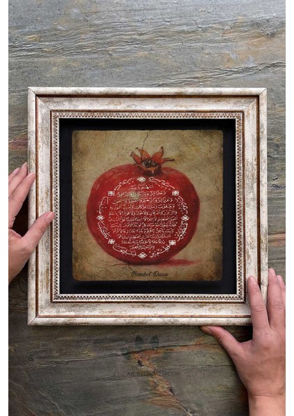 Renkli Çerçeveli Taş Duvar Dekoru, 30X30 cm Bereket Duası Hediye fiyatları
