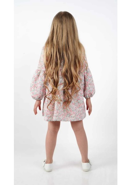 Kız Çocuk Elbise Uzun Kollu Mevsimlik Çiçek Desenli Bebe Yaka Elbise 3-7 Yaş fiyatları