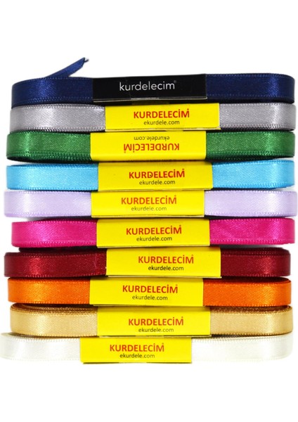 Saten Kurdele 1 cm 10 mt 10 Renk Karışık Paket