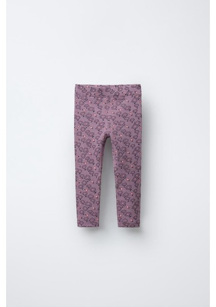 Kız Çocuk Pamuklu Lila Çiçek Desenli Sweatshirt ve Tayt Takım - Rahat ve Şık Günlük Kombin fiyatları