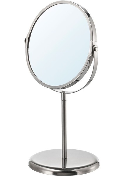 Paslanmaz Çelik Büyüteçli Ayna 17 Cm, Çift Taraflı, 2.5x Büyütme