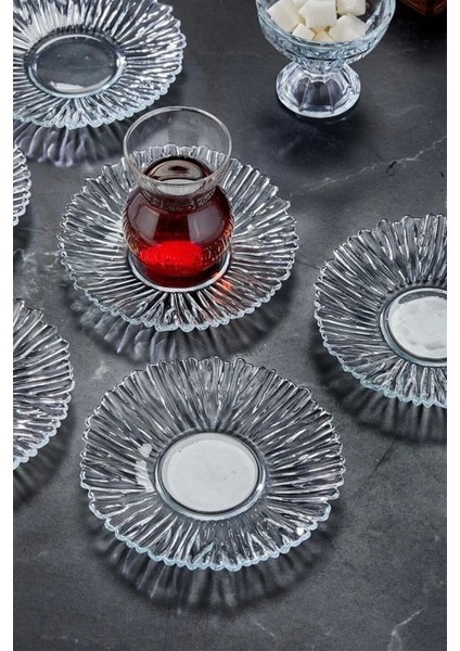 Özel Desenli Kristal Çay Tabağı, Şık ve Zarif Sofra Dekoru fırsatları