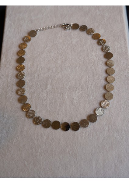 Saaden Küçük Yuvarlak Plaka Pullu Sıralı Çelik Kolye