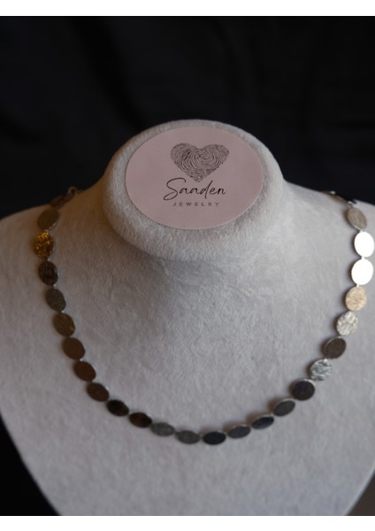 Saaden Küçük Yuvarlak Plaka Pullu Sıralı Çelik Kolye modelleri