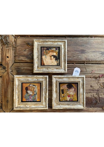 3'lü Taş Duvar Dekoru Tablo Seti, 20X20CM, Kahverengi, Şık ve Modern Tasarım