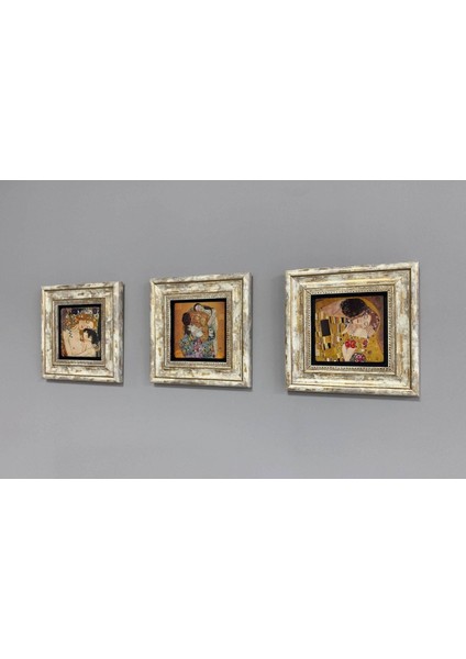 3'lü Taş Duvar Dekoru Tablo Seti, 20X20CM, Kahverengi, Şık ve Modern Tasarım modelleri