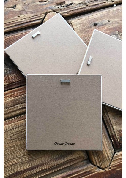 3'lü Taş Duvar Dekoru Tablo Seti, 20X20CM, Kahverengi, Şık ve Modern Tasarım fırsatları