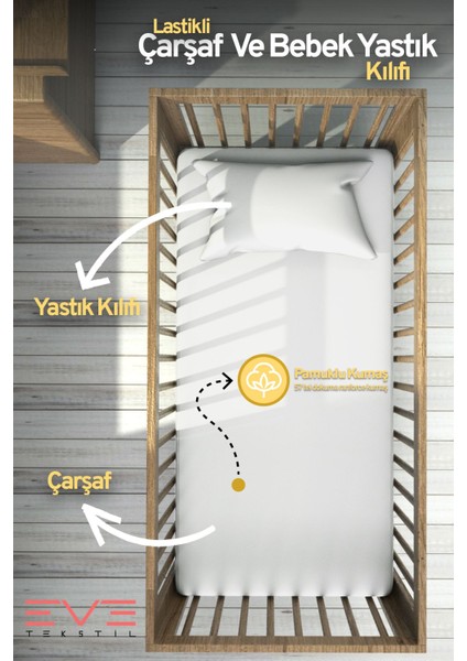 Yumuşak Pamuklu Bebek ve Çocuk Lastikli Çarşaf ve Yastık Kılıfı Takımı