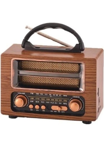 Kahverengi 3 Bant Radyo, Bluetooth, Usb, Sd, Mp3 ile Nostaljik Müzik Deneyimi