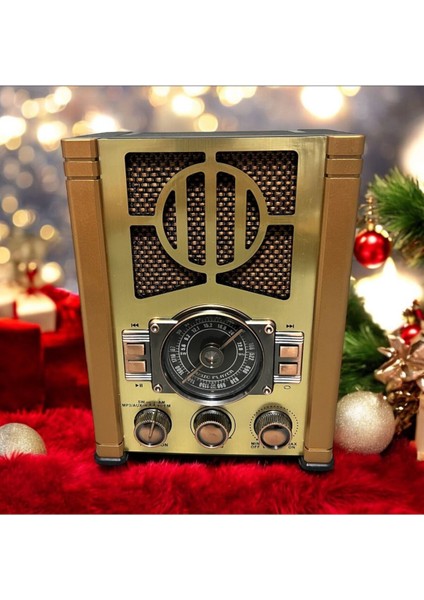 Nostalji Tarzı Çok Fonksiyonlu Taşınabilir Müzik Çalar, Usb, Fm, Bluetooth, Aux Özellikli