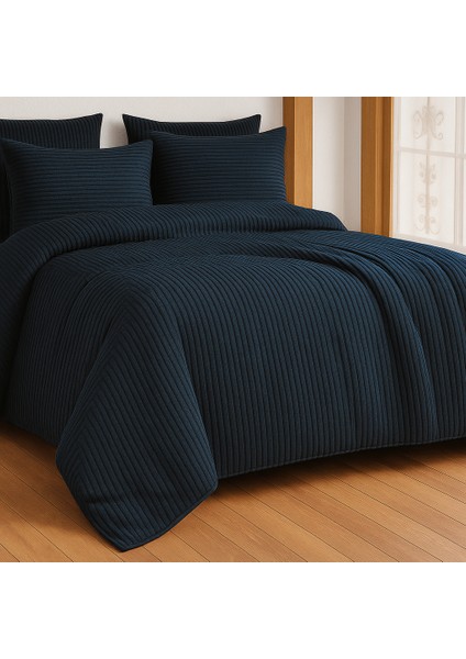 Premıum Lacivert Renk Pamuk Saten Çift Kişilik Nevresim Takımı Kutusuz