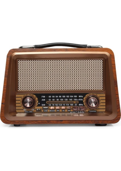 Büyük Boy Bluetooth Radyo, USB Destekli, Güçlü Ses, Kahverengi fiyatları