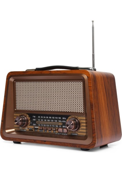 Büyük Boy Bluetooth Radyo, USB Destekli, Güçlü Ses, Kahverengi indirimleri