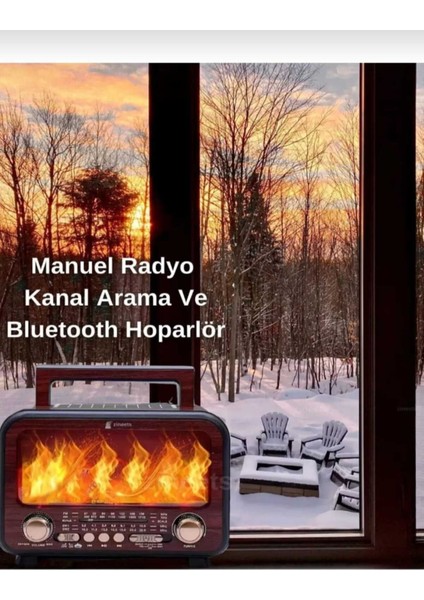 Bordo Şömineli Nostaljik Radyo, Evinizde Sıcak ve Samimi Atmosfer Yaratır fırsatları
