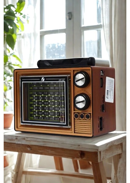 Mor Renkli, Bluetooth ve USB Destekli, Fenerli Nostaljik Radyo