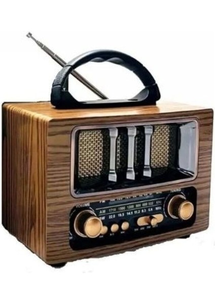 Kahverengi Bluetooth Radyo ve Müzik Kutusu, Usb/sd/aux, Fm, 3 Bant, Nostaljik Tasarım