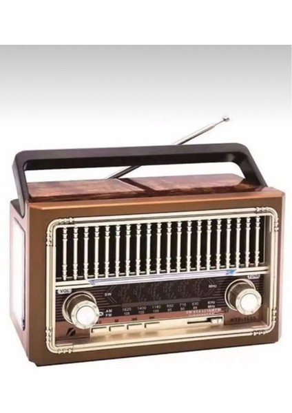 Kahverengi Nostaljik Radyo Bluetooth, Usb, Sd, El Feneri ile Çok Fonksiyonlu