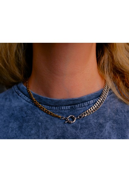 Saaden Çift Renk Özel Tasarım Kadın Çelik Kolye modelleri