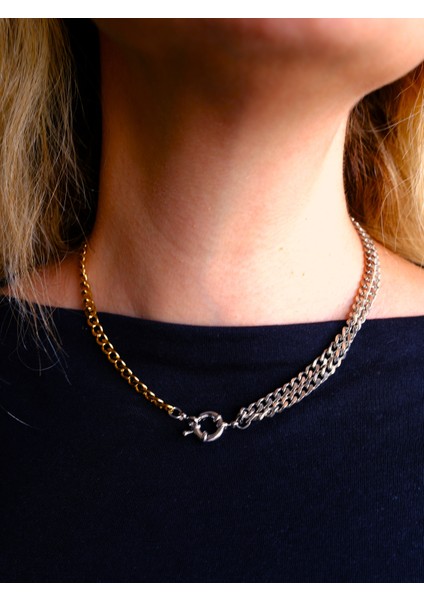 Saaden Çift Renk Özel Tasarım Kadın Çelik Kolye indirimleri