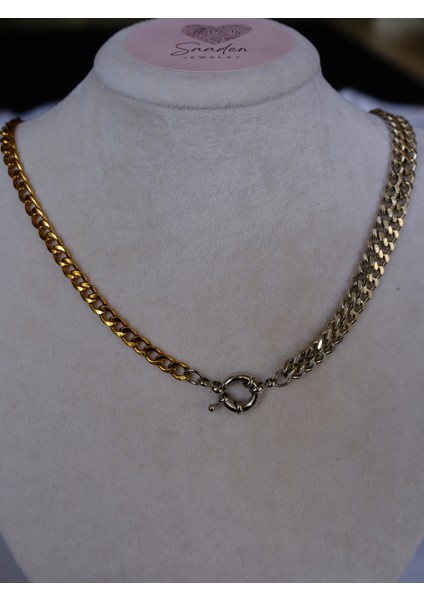Saaden Çift Renk Özel Tasarım Kadın Çelik Kolye
