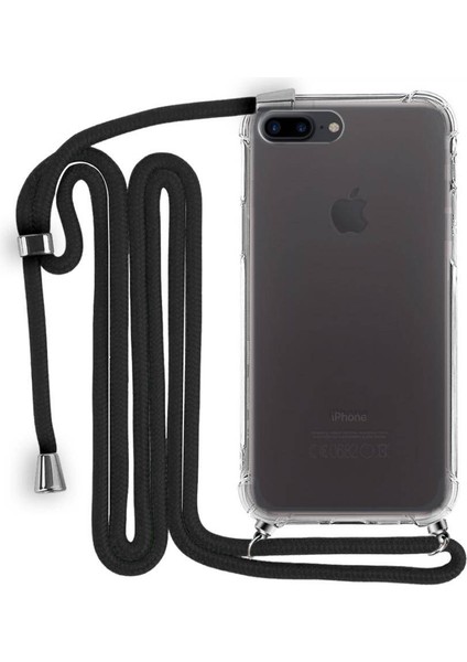 iPhone 7 Plus Boyun Askılı Şeffaf Tank Kılıf Siyah