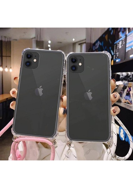 iPhone 11 Boyun Askılı Şeffaf Tank Kılıf Yeşil fiyatları