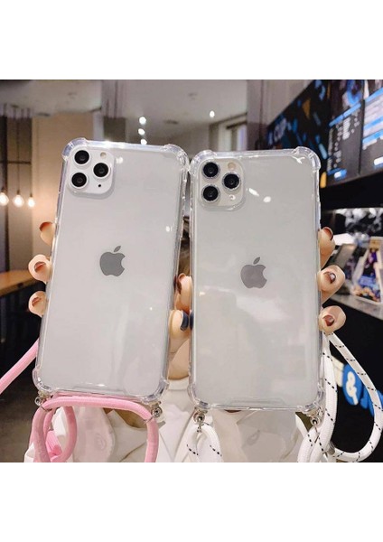 iPhone 12 Pro Max Boyun Askılı Şeffaf Tank Kılıf Kırmızı fiyatları