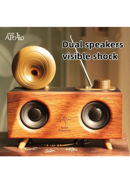 Kahverengi Mini Bluetooth Radyo ve Gramofon, Nostaljik Ses Deneyimi