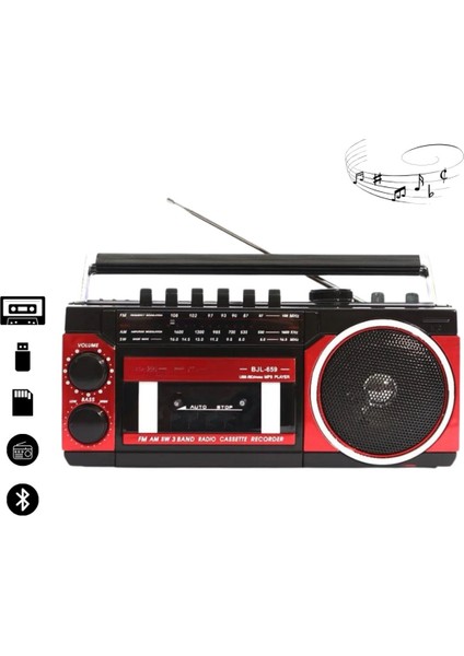 Renkli Retro Radyo Bluetooth, Fm, Usb, Sd Kart, Ses Kayıt, Yüksek Ses