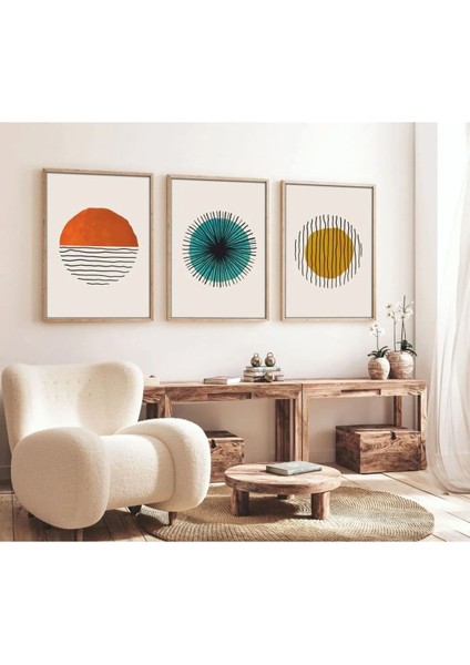 Kahverengi Ahşap Çerçeveli 3'lü Tablo Seti, Şık ve Doğal Dekorasyon Için Ideal