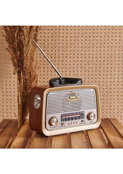 Kahverengi Eskitme Retro Radyo, Bluetooth, Fm, Sd Kart, Aux, Şık Tasarım modelleri