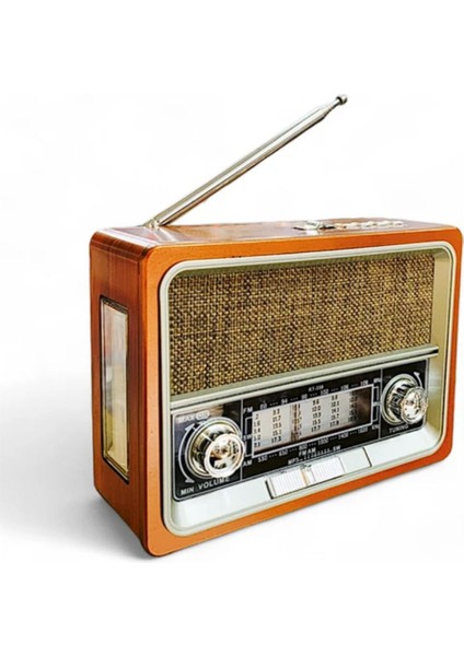 Kahverengi Mini Nostaljik Radyo, Şık Tasarım ve Yüksek Ses Kalitesiyle Dikkat Çeker.
