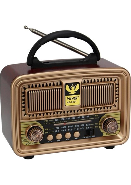 Nostaljik Taşınabilir Radyo, Şarjlı, Pilli, Bt, Usb, Sd, Fm, Şık Tasarım