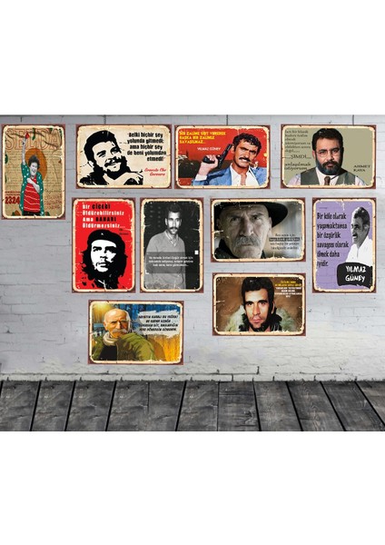 Renkli 10'lu 20X30 cm Temalı Ahşap Tablo Seti, Şık ve Çeşitli Dekoratif Seçenekler