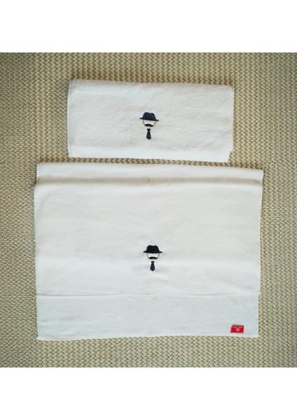 Kadın Erkek Logo Nakış Işlemeli Otel Havlu Seti 2 Adet Banyo Havlusu 70X140 2 Adet El Havlusu 50X90