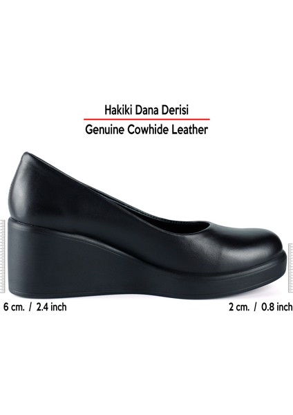 Mabel Siyah Hakiki Dana Derisi Dolgu Topuklu Günlük Ayakkabı fiyatları