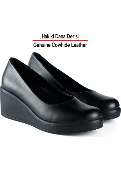 Mabel Siyah Hakiki Dana Derisi Dolgu Topuklu Günlük Ayakkabı fırsatları