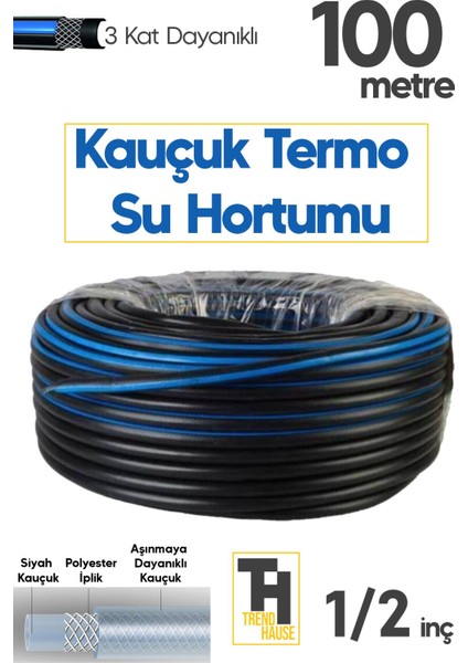 Profesyonel 1/2 Inç (1,27 Cm) Termo Kauçuklu Su Hortumu Bahçe Sanayi Kullanımına Uygun (100 Metre) fiyatları