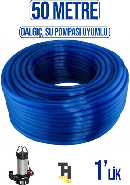 1'lik (2,54 cm) Silikonlu Dayanıklı Bahçe Hortumu (50 Metre) Mavi (Derin Kuyu, Dalgıç, Dinamo Uyumlu) fiyatları