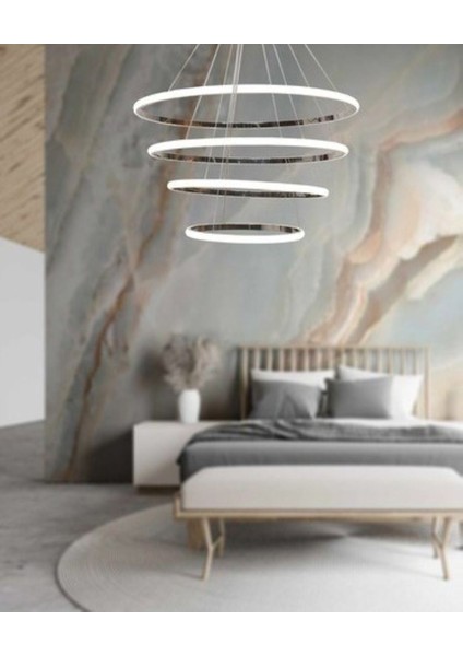 4'lü Siyah Kasa Beyaz LED Avize, Salon ve Oturma Odası Için Şık Aydınlatma modelleri