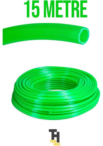 1/2 Silikonlu Dayanıklı Bahçe Hortumu (15 Metre) Yeşil