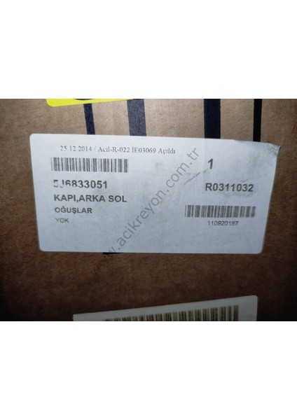 Kapı Arka Sol 5J6833051 Skoda Fabıa 2007-2015 fiyatları