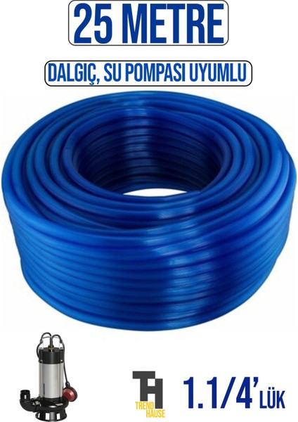 1.1/4 Silikonlu Dayanıklı Bahçe Hortumu (25 Metre) Mavi