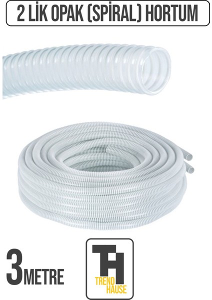 2' Lik Opak Spiral Hortum – Dayanıklı ve Esnek Dolum Makinalarına Uygun Hortum 3 Metre