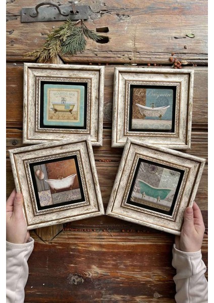 Renkli Taş Tablo Seti 20X20CM, 4'lü Duvar Dekoru, Ev ve Ofis Için Şık Tasarım