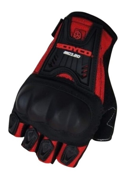 MC12D Yarım Parmak Motosiklet Eldiveni - Kırmızı | Sert Plastik Full Koruma