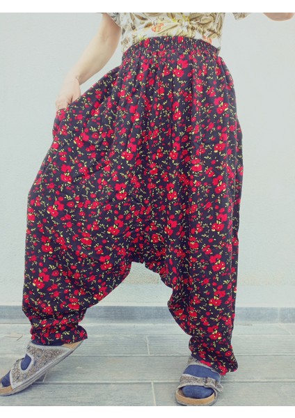 Viskon Basma Kumaş Çiçek Desenli Cepli Şalvar %100 Pamuk 38 Beden 100 Kiloya Kadar indirimleri