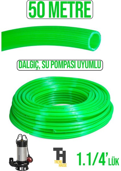 1.1/4 Silikonlu Dayanıklı Bahçe Hortumu (50 Metre) Yeşil