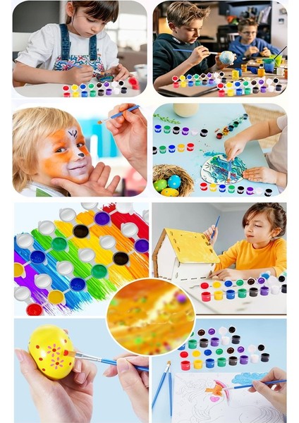 Guaj Boya 3 ml 6 Renk 5 Paket Mini Küçük Guaj Boya Etkinlik Boyama Boyası Su Bazlı Resim Okul Öncesi Kreş Ana Sınıfı